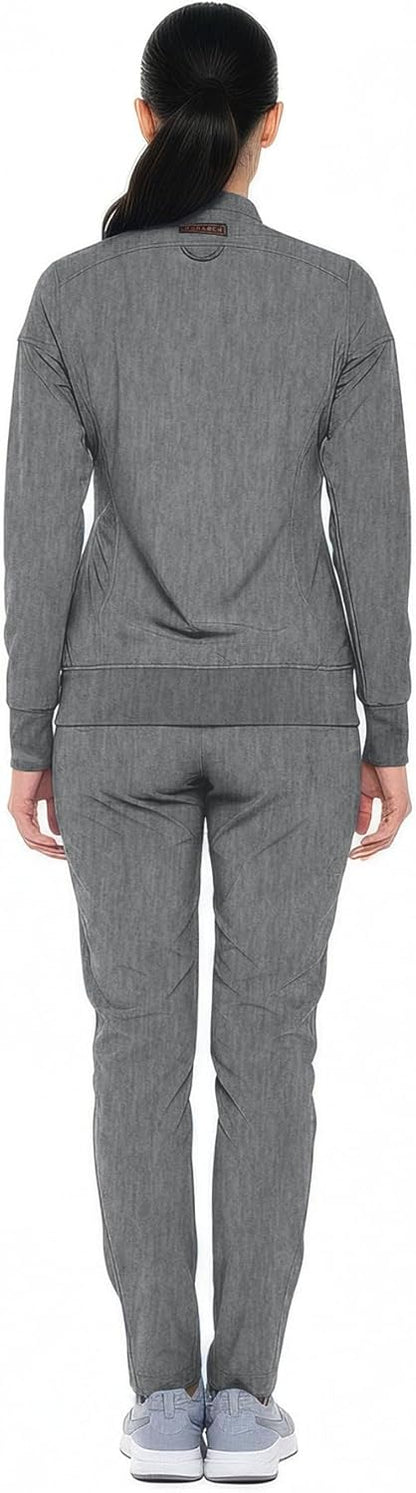 Monarch Uniforms Women's Scrub Jacket Zippered Warm-up Jacket - Heather Grey