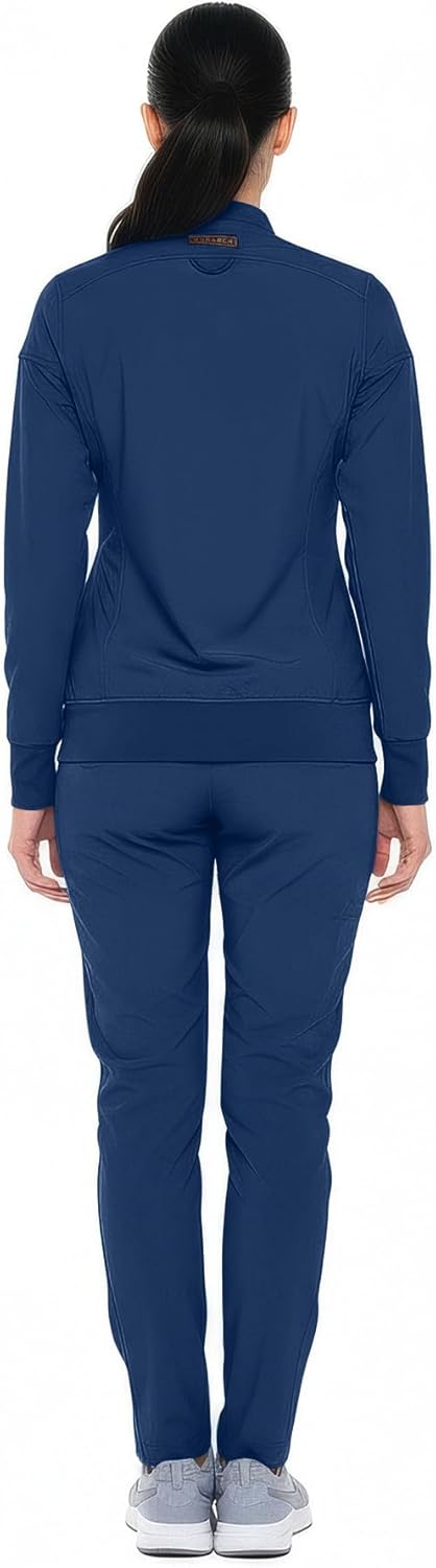 Monarch Uniforms Women's Scrub Jacket Zippered Warm-up Jacket - Navy Blue