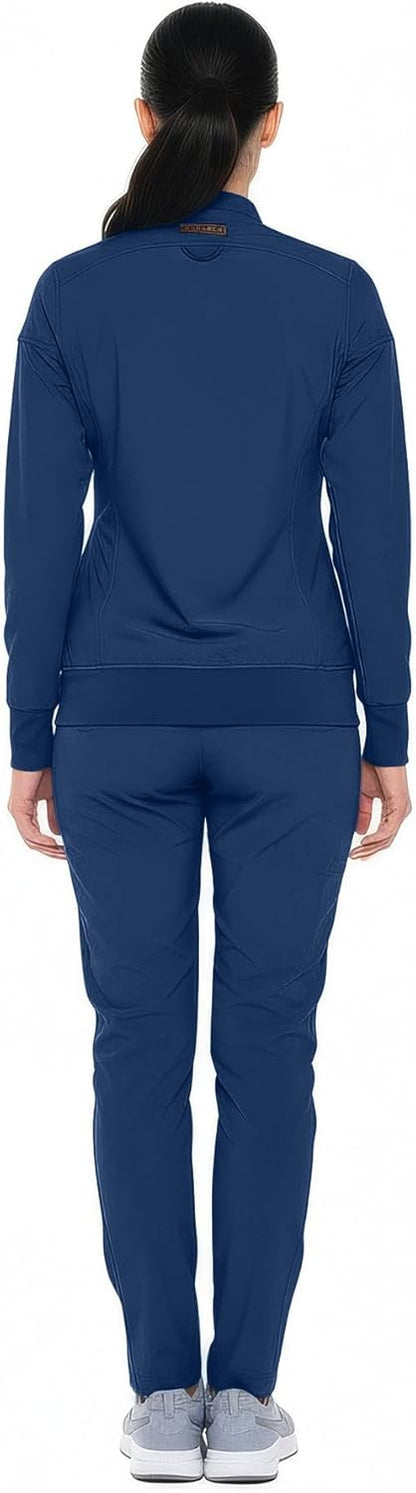 Monarch Uniforms Women's Scrub Jacket Zippered Warm-up Jacket - Navy Blue