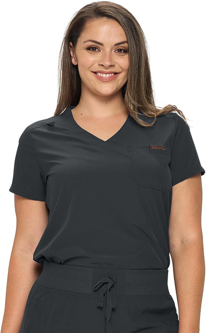 Monarch Uniforms Women's Scrub Top One Pocket Tuck-In Scrub Top - Black