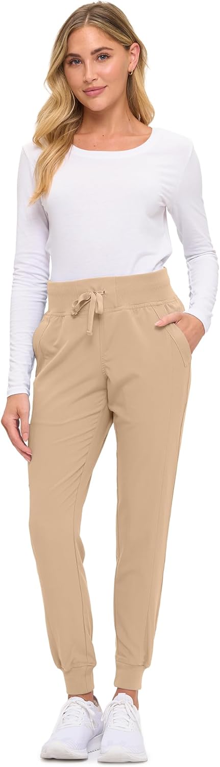 Monarch Uniforms Women's Soft Stretch Jogger Scrub Pants – Ultra Comfortable, Flexible Medical Uniform Pants - Khaki