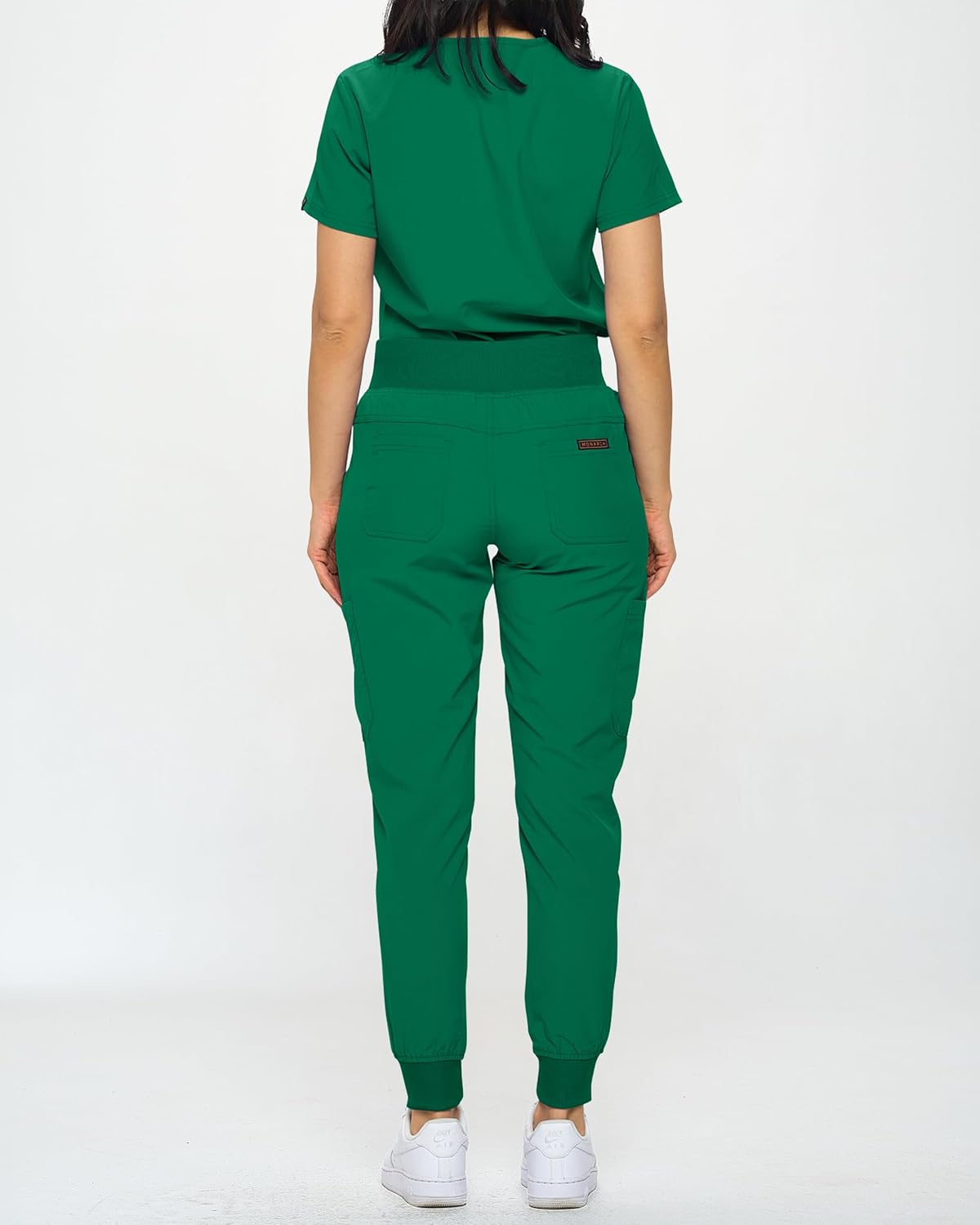 Monarch Uniforms Slim Fit Stretchy Scrubs Women's Jogger Scrub Set with Tuck-In Top - Hunter Green