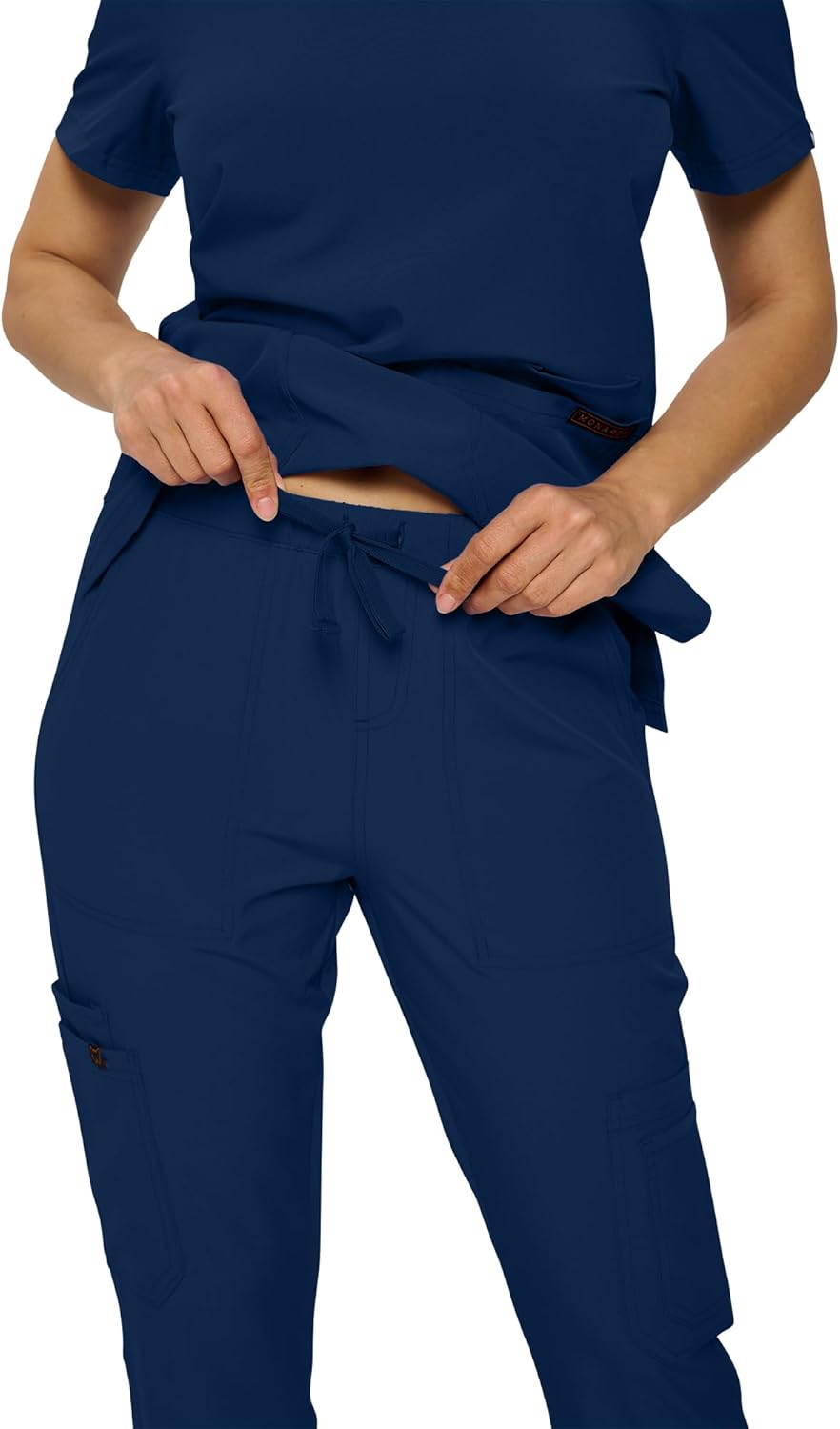 Monarch Uniforms Scrub Sets - Regular & Petite Stretchy Scrubs for Women - Set of Top & Pants - Navy