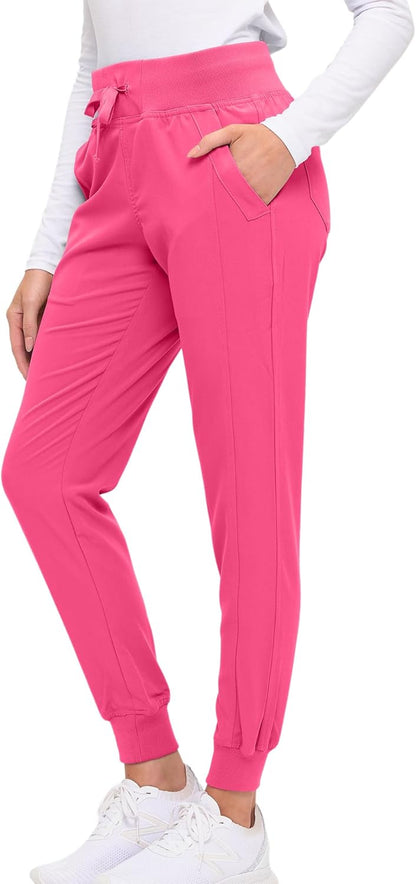 Monarch Uniforms Women's Soft Stretch Jogger Scrub Pants – Ultra Comfortable, Flexible Medical Uniform Pants - Hot Pink