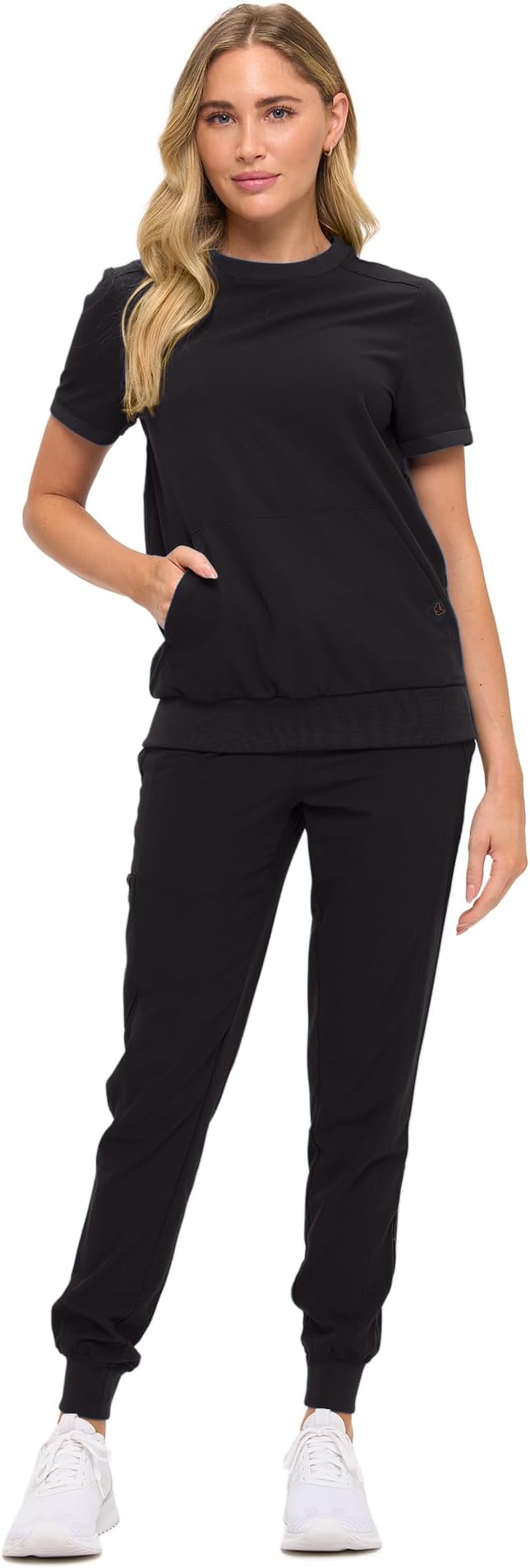 Women’s Scrub Set – Soft Stretch Fabric, Modern Fit Jogger Pants & Crew Neck Top