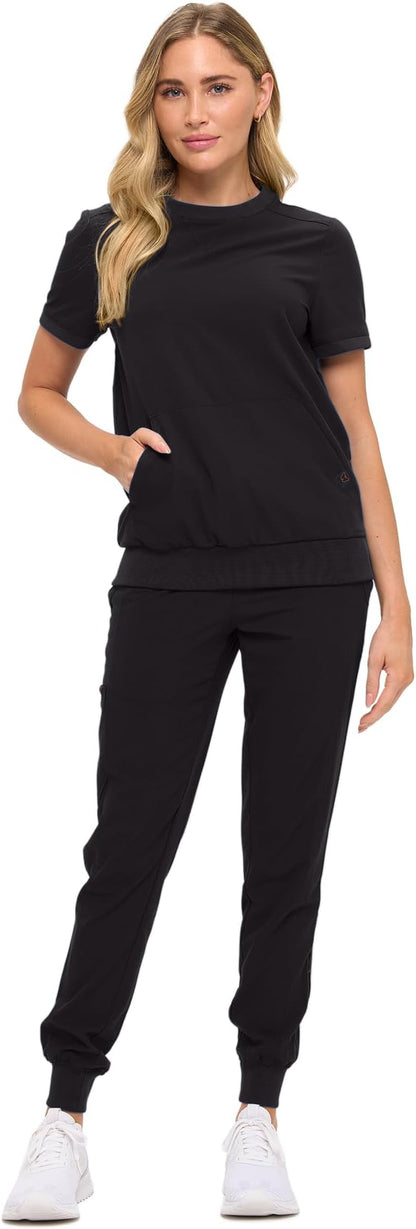 Women’s Scrub Set – Soft Stretch Fabric, Modern Fit Jogger Pants & Crew Neck Top