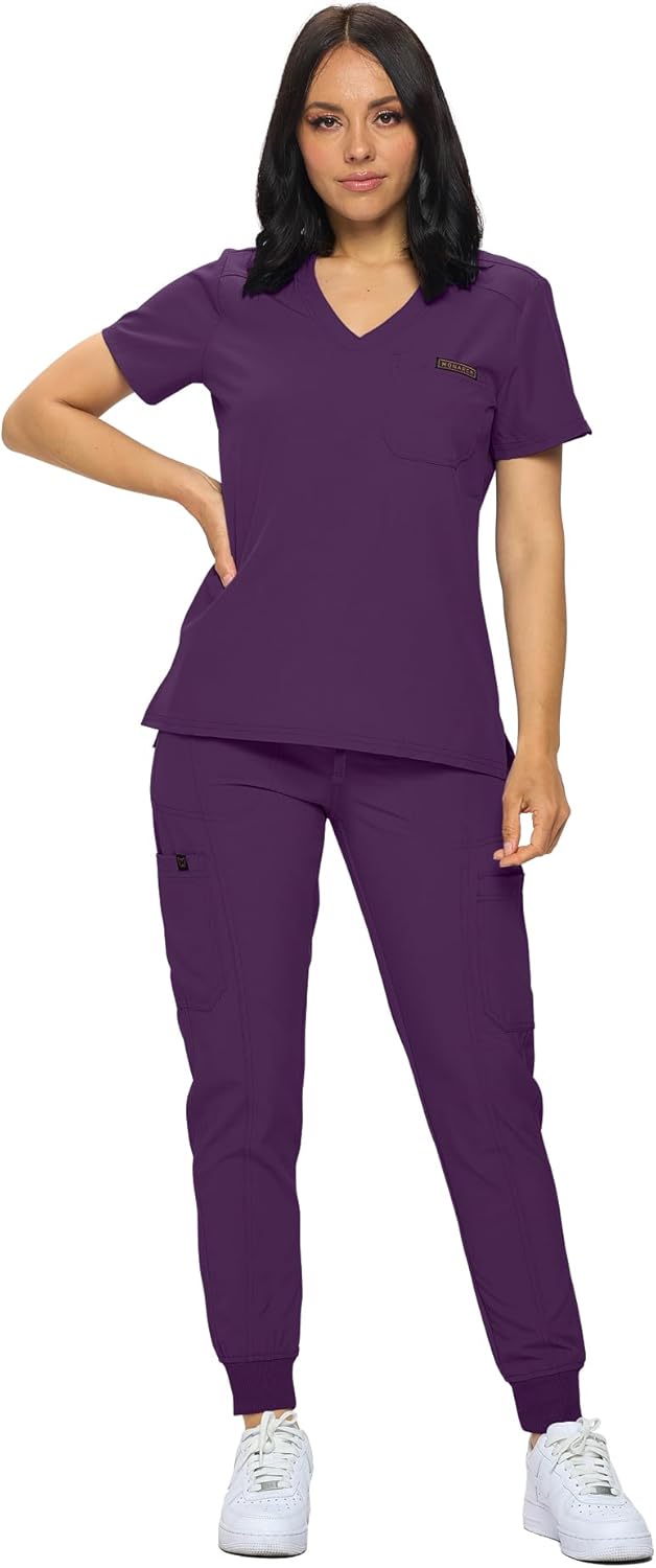 Monarch Uniforms Women's Scrub Top One Pocket Tuck-In Scrub Top - Eggplant