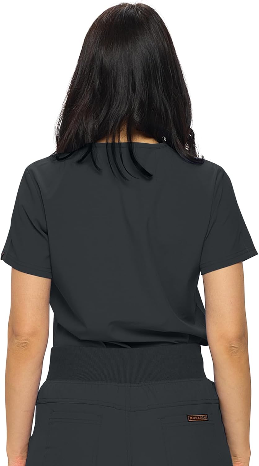 Monarch Uniforms Women's Scrub Top One Pocket Tuck-In Scrub Top - Black