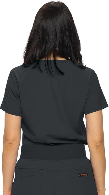 Monarch Uniforms Women's Scrub Top One Pocket Tuck-In Scrub Top - Black
