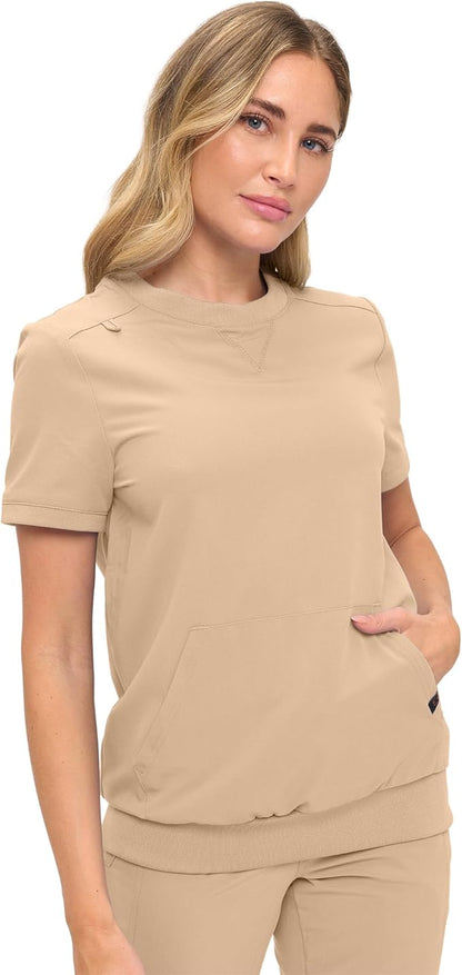 Women’s Scrub Set – Soft Stretch Fabric, Modern Fit Jogger Pants & Crew Neck Top