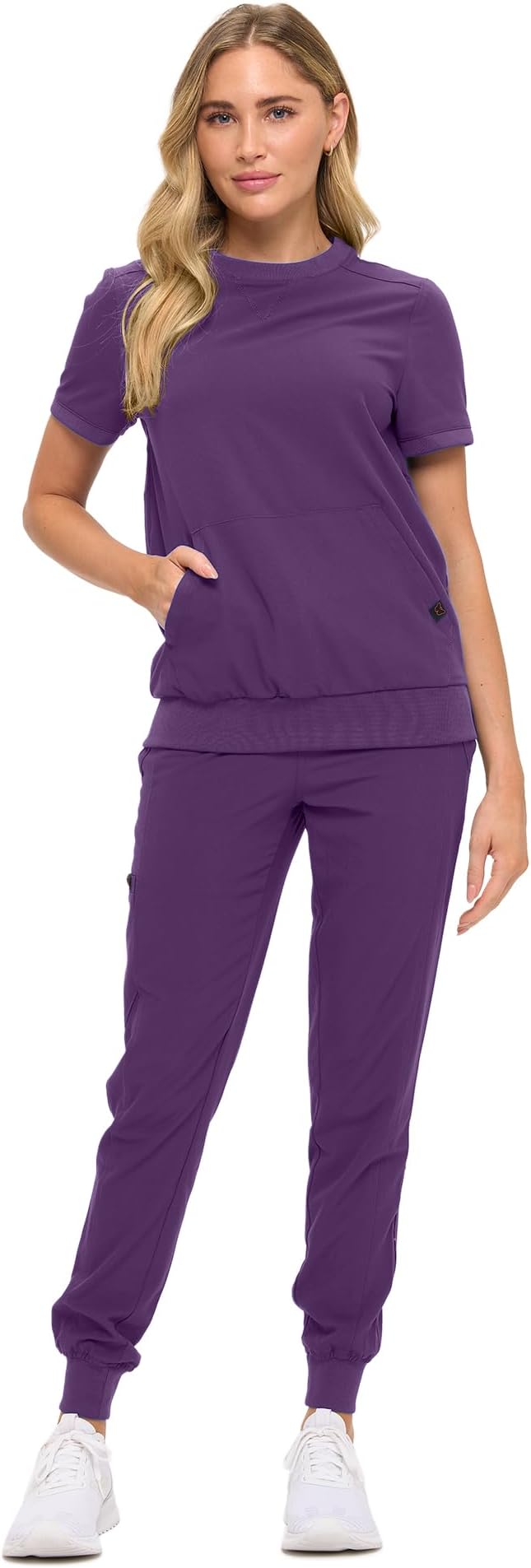 Women’s Scrub Set – Soft Stretch Fabric, Modern Fit Jogger Pants & Crew Neck Top