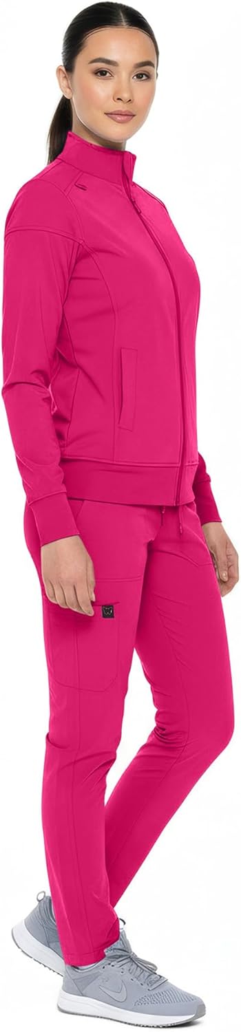 Monarch Uniforms Women's Scrub Jacket Zippered Warm-up Jacket - Hot Pink