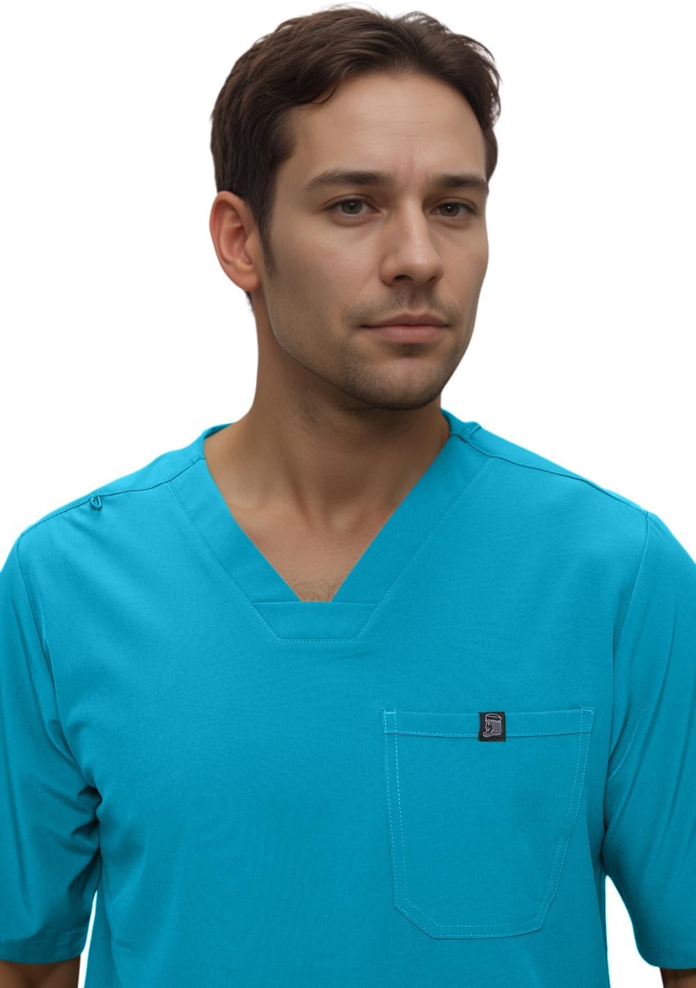 Monarch Uniforms Men's Jogger Scrub Set Tuck-in Scrubs for Men with Jogger Pants and One Pocket Top - Caribbean Blue