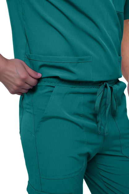 Monarch Uniforms Men's Scrub Set V-Neck Scrub Sets with Nine Large Pockets - Hunter Green