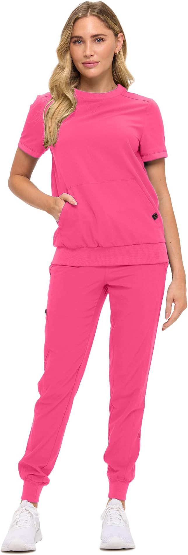Women’s Scrub Set – Soft Stretch Fabric, Modern Fit Jogger Pants & Crew Neck Top