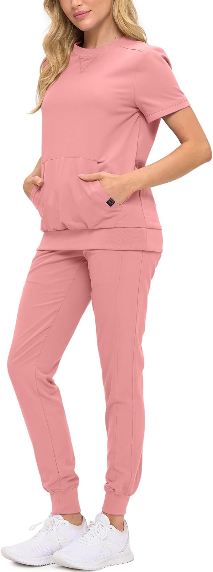 Women’s Scrub Set – Soft Stretch Fabric, Modern Fit Jogger Pants & Crew Neck Top