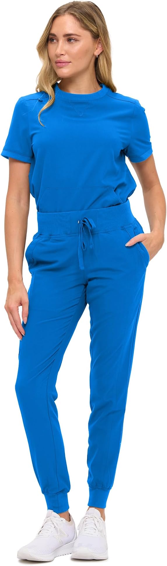 Women’s Scrub Set – Soft Stretch Fabric, Modern Fit Jogger Pants & Crew Neck Top