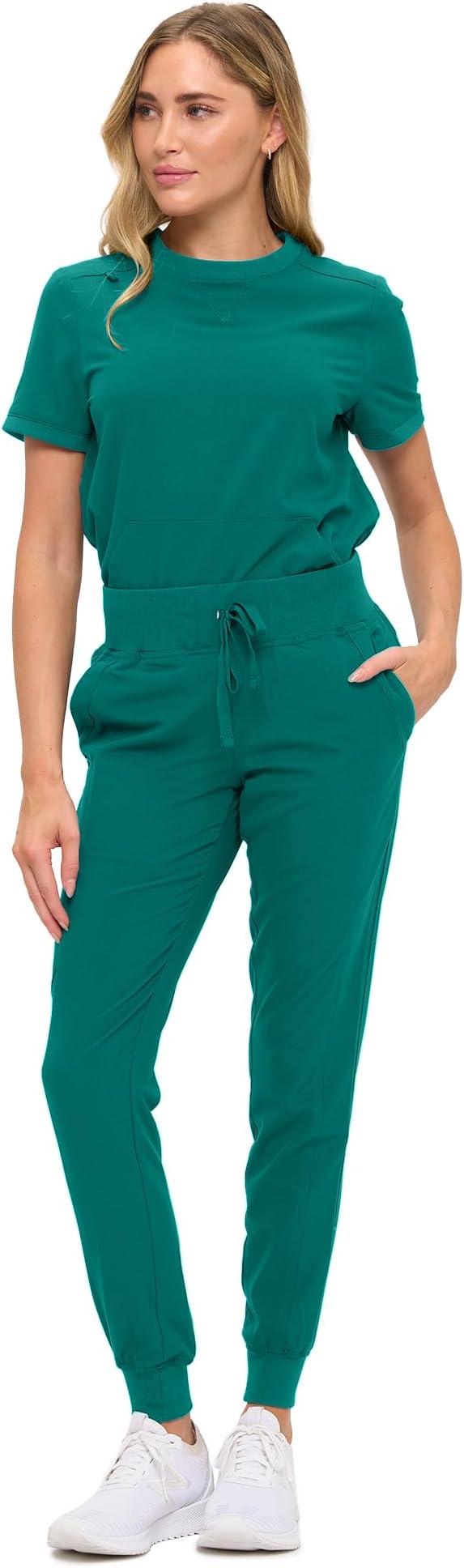 Women’s Scrub Set – Soft Stretch Fabric, Modern Fit Jogger Pants & Crew Neck Top