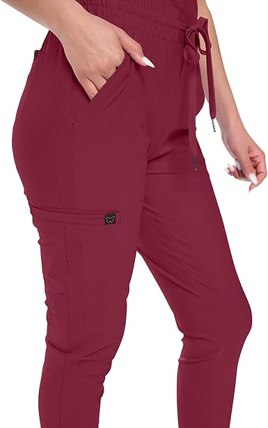Womens Scrub Pants Maximum Stretch Taper Leg Scrub Bottoms for Women