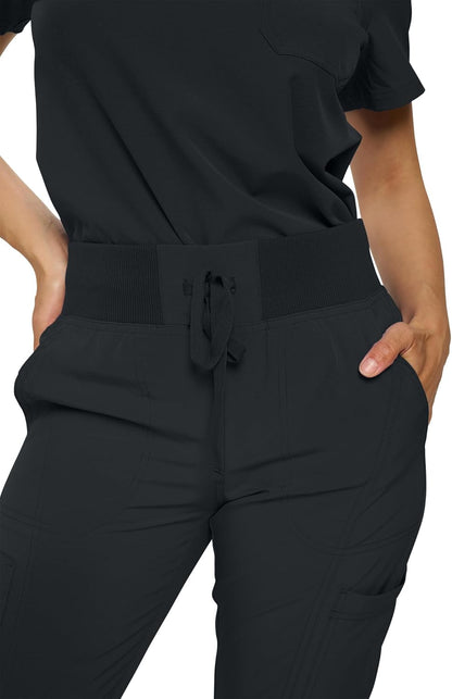 Monarch Uniforms Women's Jogger Scrubs Ribbed Jogger Scrub Pants for Women - Black