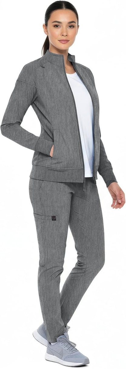 Monarch Uniforms Women's Scrub Jacket Zippered Warm-up Jacket - Heather Grey