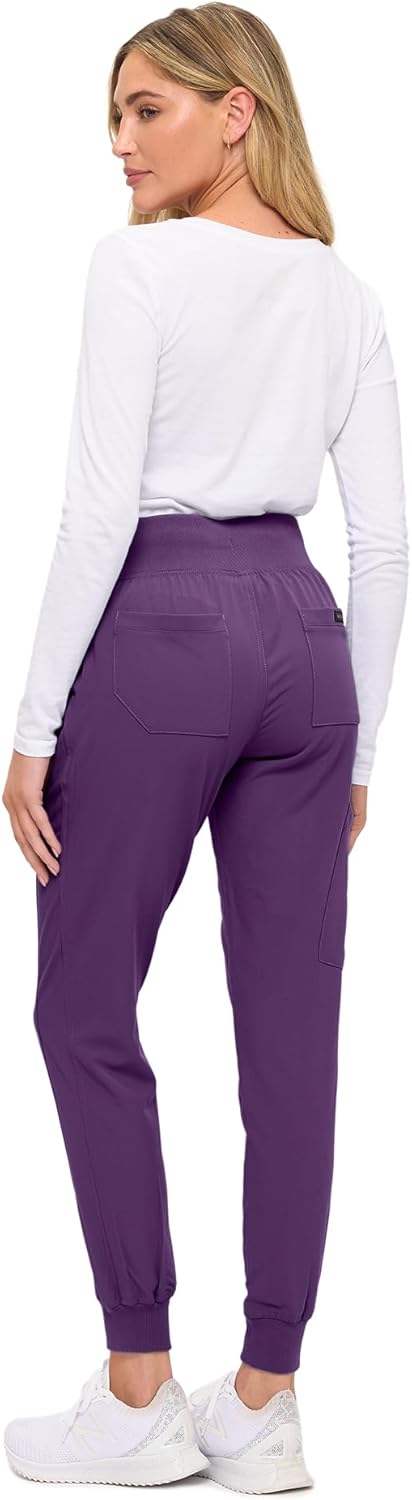Monarch Uniforms Women's Soft Stretch Jogger Scrub Pants – Ultra Comfortable, Flexible Medical Uniform Pants - Eggplant