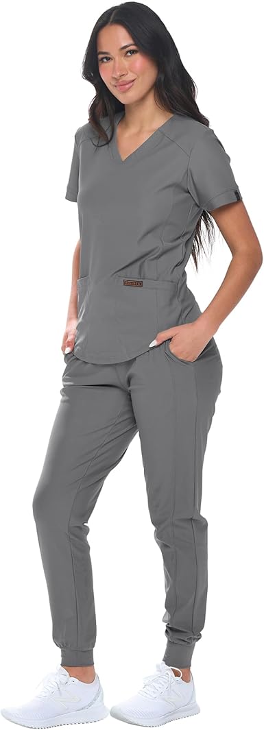 Petite Women's Jogger Scrub Set Extreme Stretch Scubs for Women