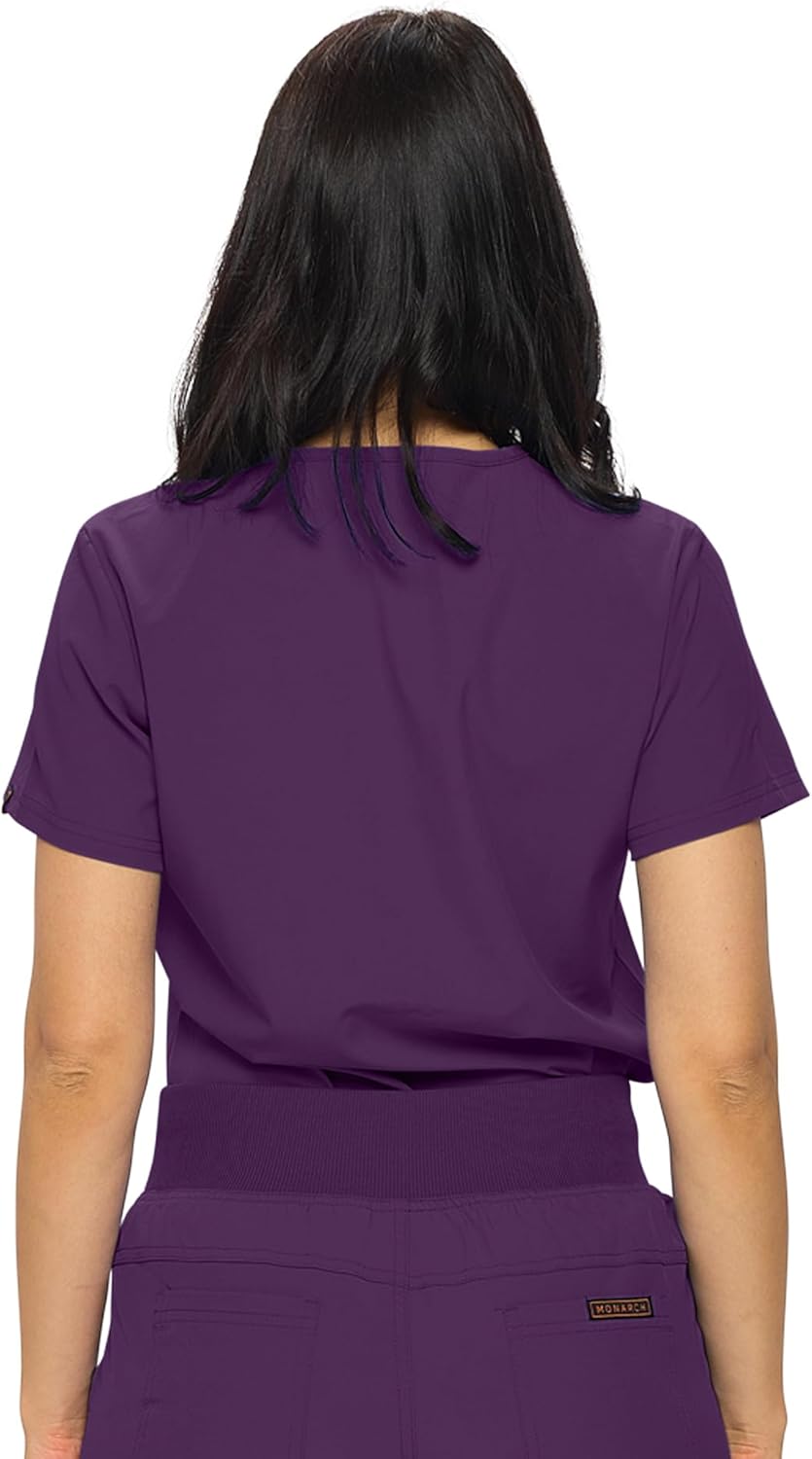 Monarch Uniforms Women's Scrub Top One Pocket Tuck-In Scrub Top - Eggplant