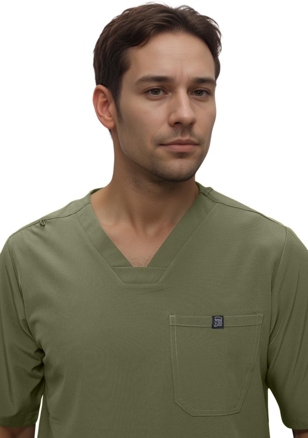 Monarch Uniforms Men's Jogger Scrub Set Tuck-in Scrubs for Men with Jogger Pants and One Pocket Top - Olive
