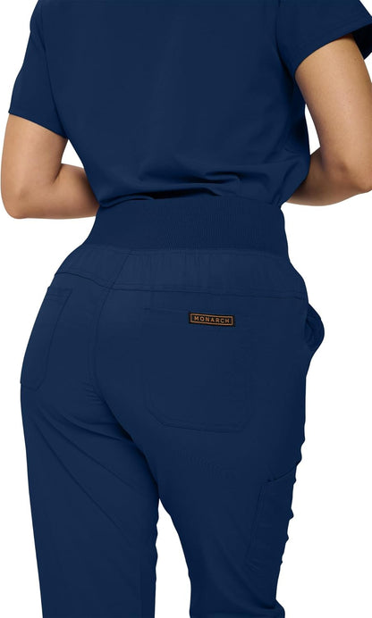 Monarch Uniforms Women's Jogger Scrubs Ribbed Jogger Scrub Pants for Women - Navy
