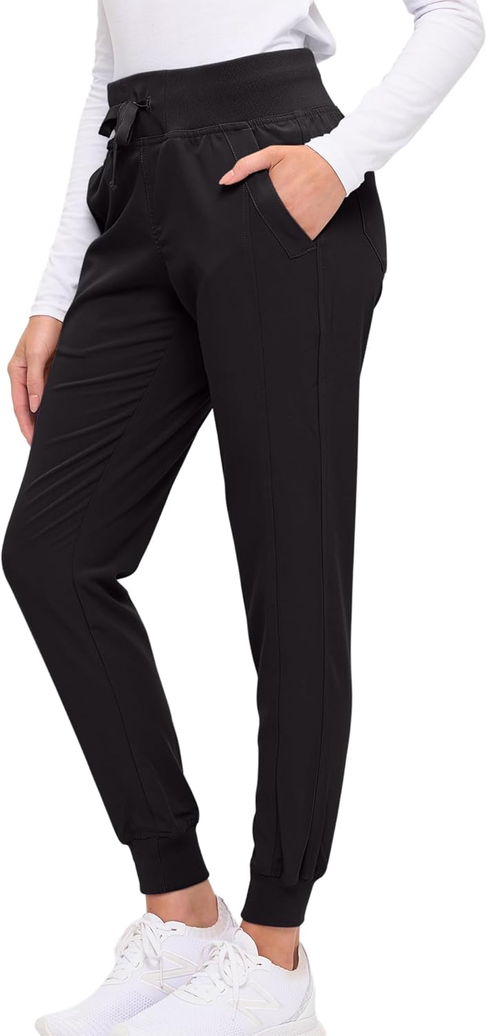 Monarch Uniforms Women's Soft Stretch Jogger Scrub Pants – Ultra Comfortable, Flexible Medical Uniform Pants - Black
