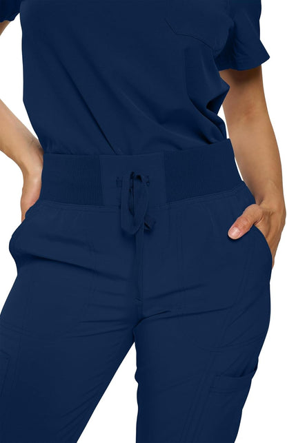 Monarch Uniforms Women's Jogger Scrubs Ribbed Jogger Scrub Pants for Women - Navy