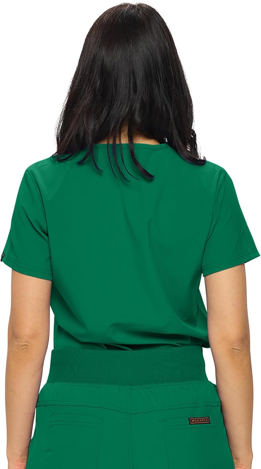 Monarch Uniforms Women's Scrub Top One Pocket Tuck-In Scrub Top - Hunter Green