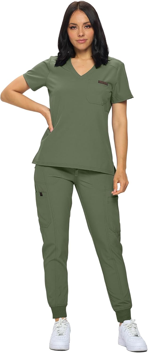 Monarch Uniforms Women's Scrub Top One Pocket Tuck-In Scrub Top - Olive Green