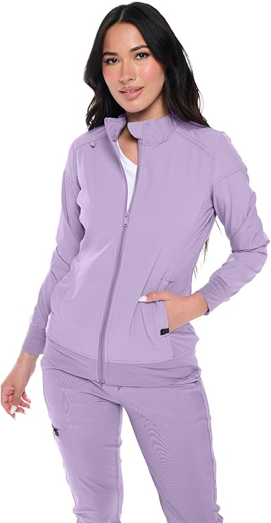 Women's Scrub Jacket Zippered Warm-up Jacket