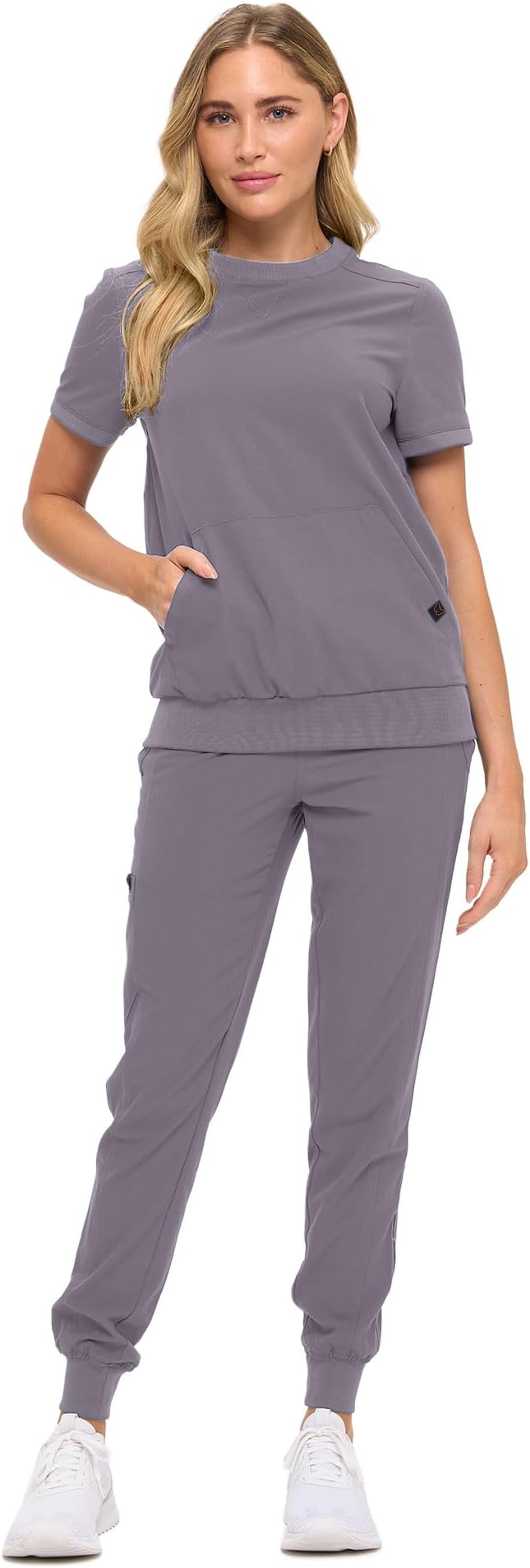 Women’s Scrub Set – Soft Stretch Fabric, Modern Fit Jogger Pants & Crew Neck Top