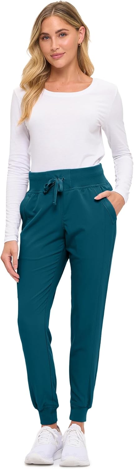 Monarch Uniforms Women's Soft Stretch Jogger Scrub Pants – Ultra Comfortable, Flexible Medical Uniform Pants - Caribbean Blue