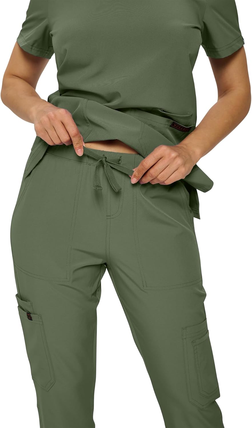 Monarch Uniforms Scrub Sets - Regular & Petite Stretchy Scrubs for Women - Set of Top & Pants - Olive Green
