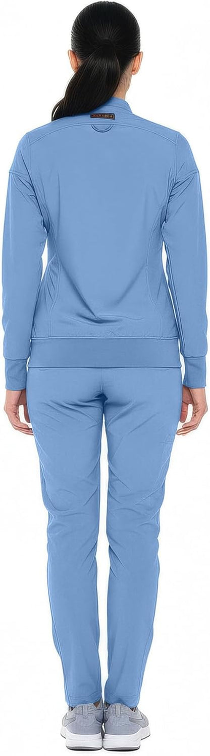 Monarch Uniforms Women's Scrub Jacket Zippered Warm-up Jacket - Ceil Blue