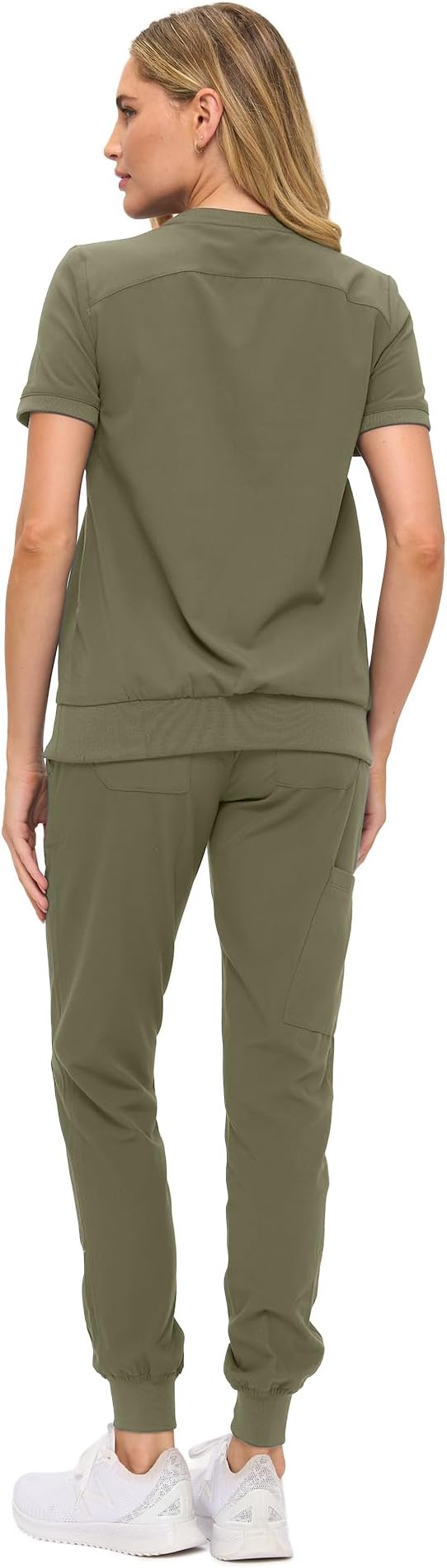 Women’s Scrub Set – Soft Stretch Fabric, Modern Fit Jogger Pants & Crew Neck Top