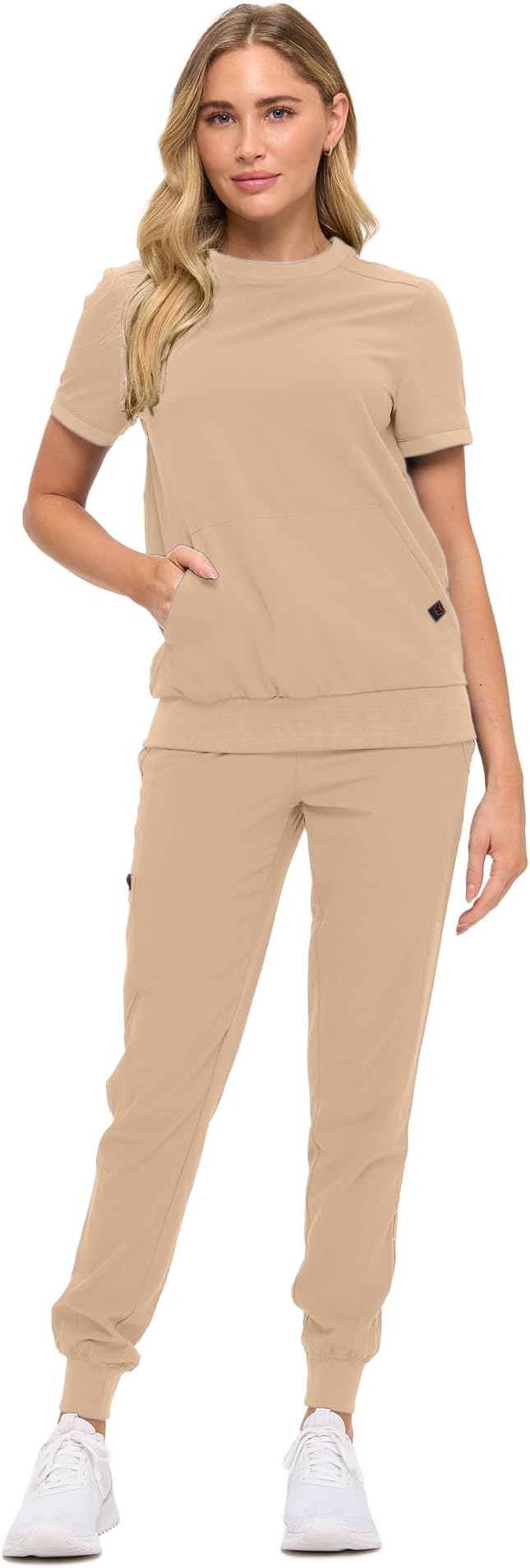 Women’s Scrub Set – Soft Stretch Fabric, Modern Fit Jogger Pants & Crew Neck Top