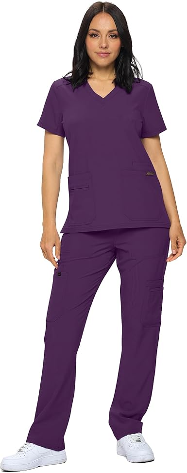 Petite Scrub Sets Stretchy Scrubs for Women Set of Scrub Top and Scrub pants