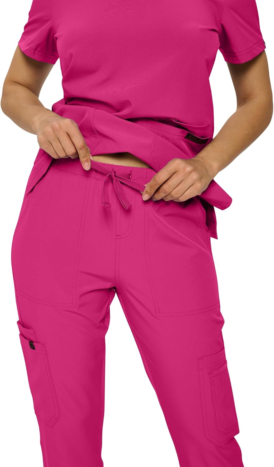 Monarch Uniforms Scrub Sets - Regular & Petite Stretchy Scrubs for Women - Set of Top & Pants - Hot Pink