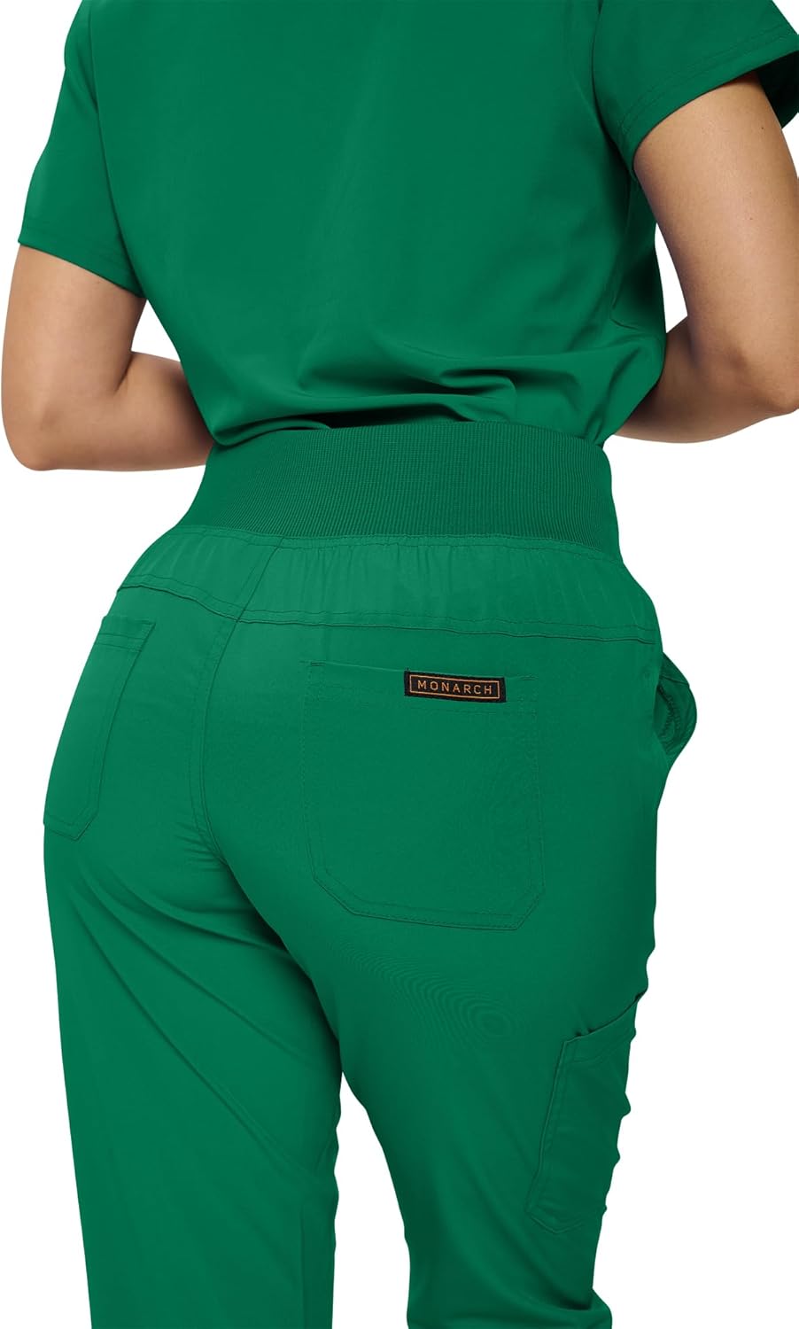 Monarch Uniforms Women's Jogger Scrubs Ribbed Jogger Scrub Pants for Women - Hunter Green