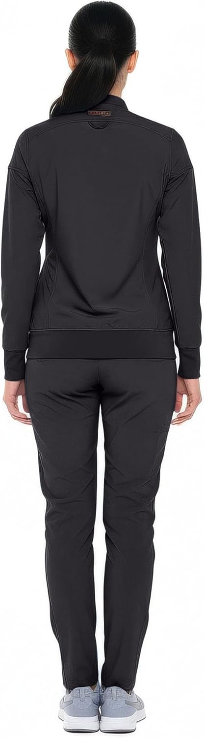 Monarch Uniforms Women's Scrub Jacket Zippered Warm-up Jacket - Black