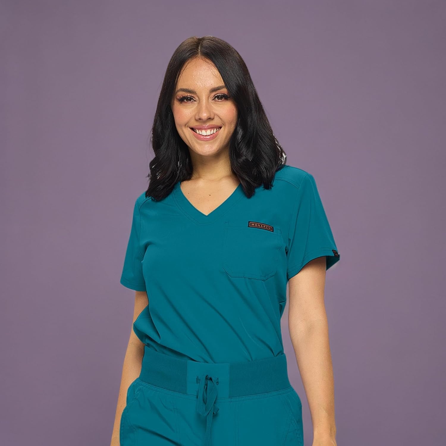 Monarch Uniforms Women's Scrub Top One Pocket Tuck-In Scrub Top - Caribbean Blue