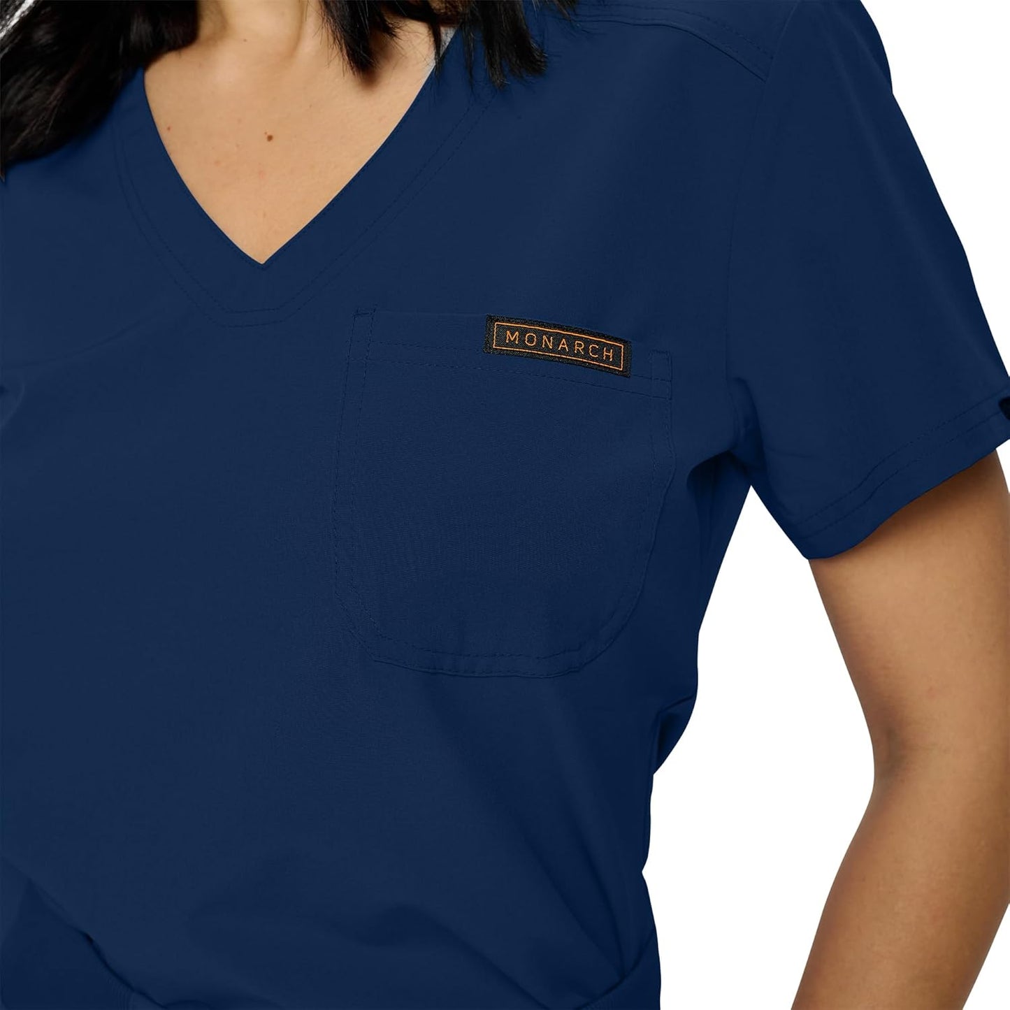 Monarch Uniforms Women's Scrub Top One Pocket Tuck-In Scrub Top - Navy