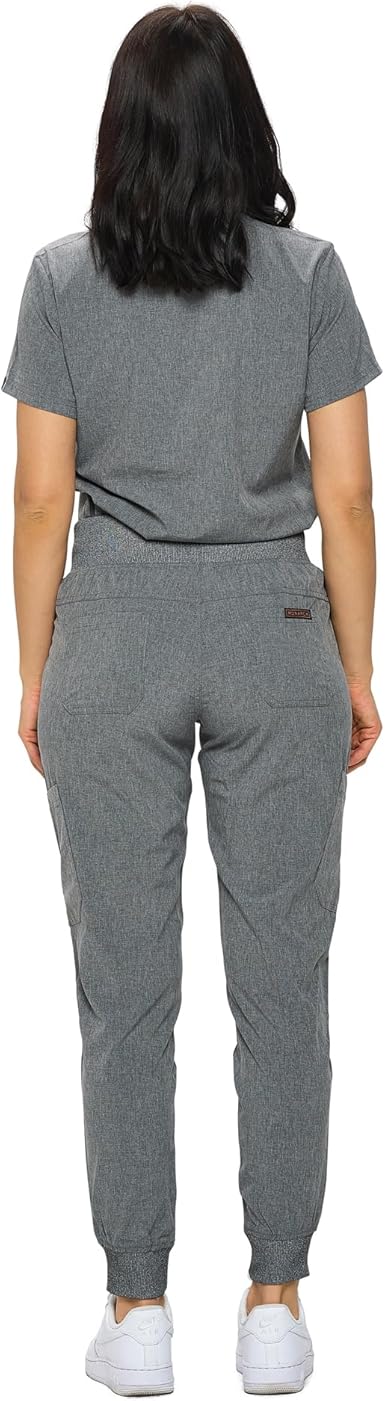 Petite Stretchy Scrubs Women's Jogger Scrub Set Jogger Scrubs with Tuck-In Top for Women