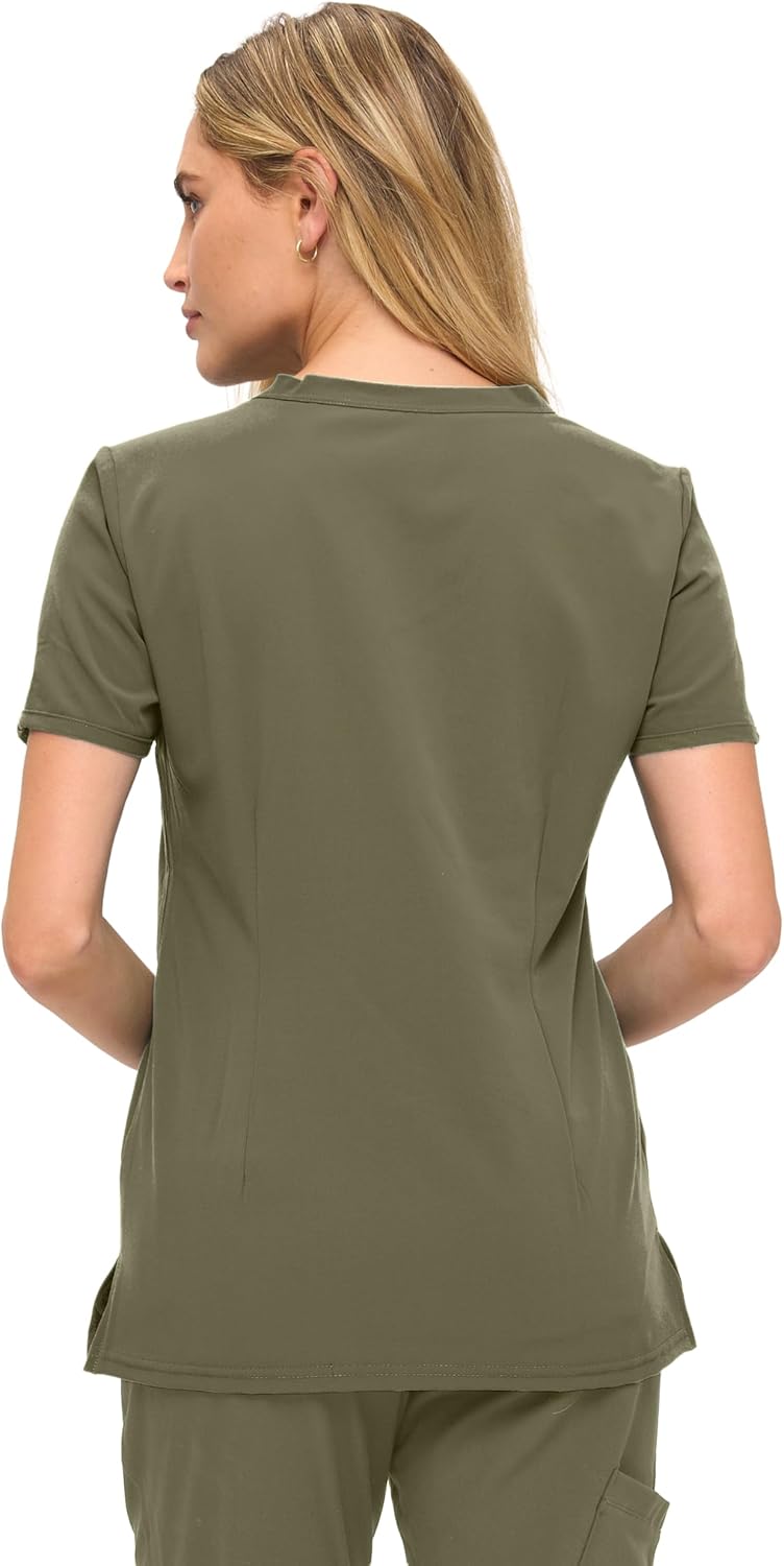 Monarch Uniforms Women's Scrub Top – Comfortable Stretch V-Neck Medical Shirt with Pockets - Olive