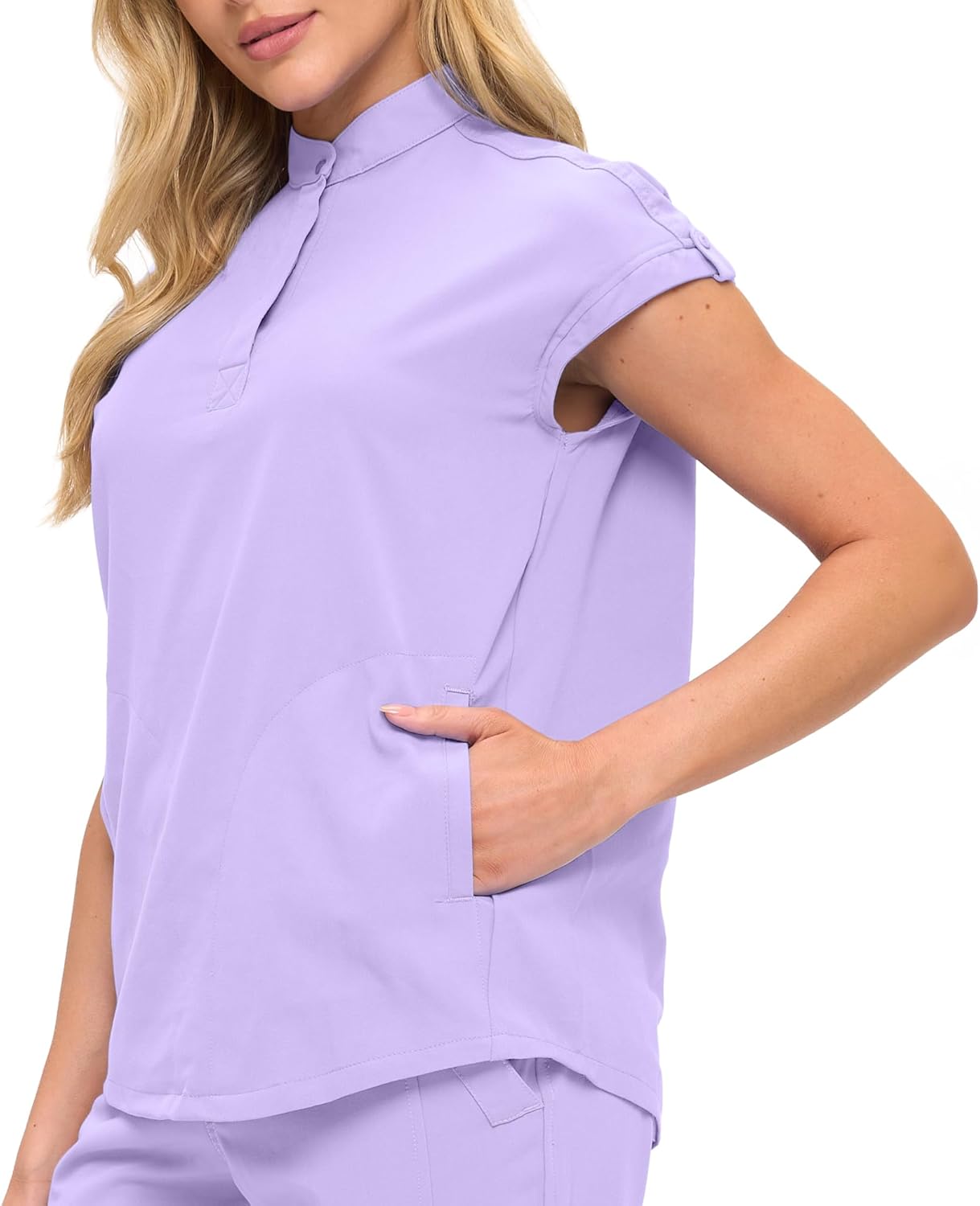 Monarch Uniforms Women's Jogger Scrub Set with Oversized Scrub Top with Mandarin Collar - Lavender